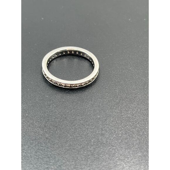 SW Signed Sterling Silver CZ Full Eternity Band Ring Sz 9.5 - Picture 6 of 12